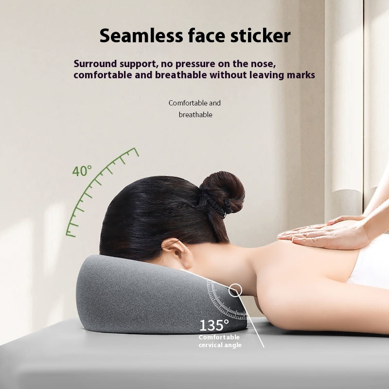 Memory foam face-down pillow with center opening for comfort