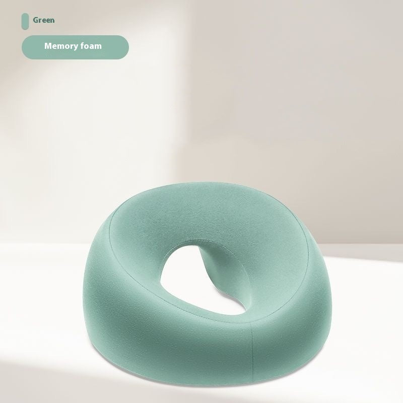 Memory foam face-down pillow with center opening for comfort